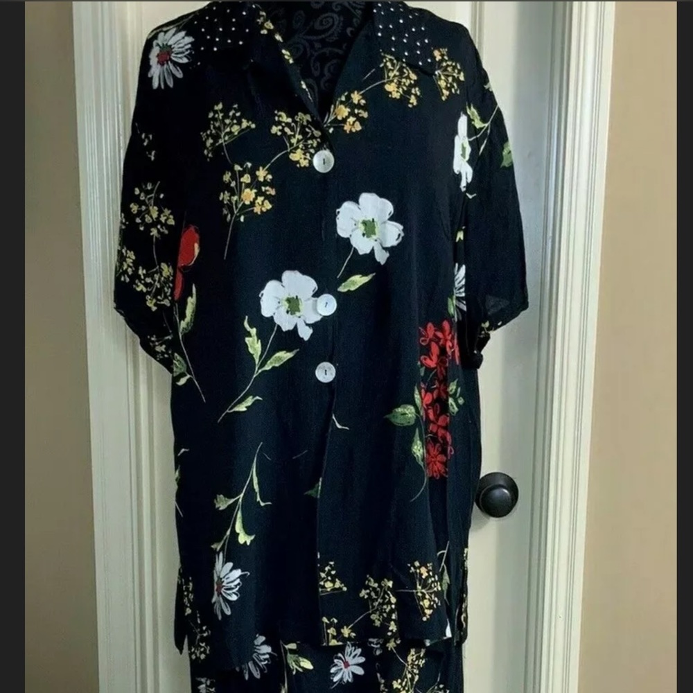 Sharon Anthony Skirt Blouse Floral Size 14/16 #E1